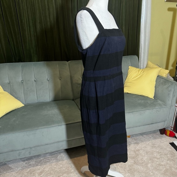 Two Banana Republic Strappy Midi Dresses - solid black and navy/black stripes - Picture 7 of 8